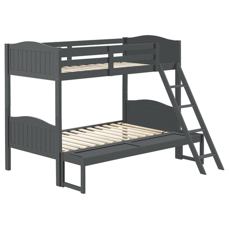 Arlo Twin Over Full Bunk Bed with Ladder Grey | Coaster - 405054GRY - Home Elegance USA - 1