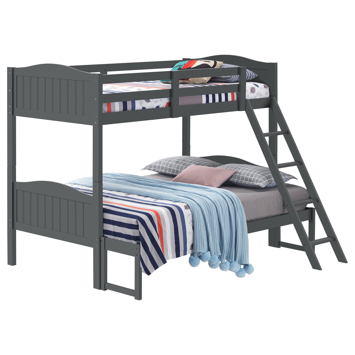 Twin / Full Bunk Bed - Arlo Twin Over Full Bunk Bed with Ladder Grey