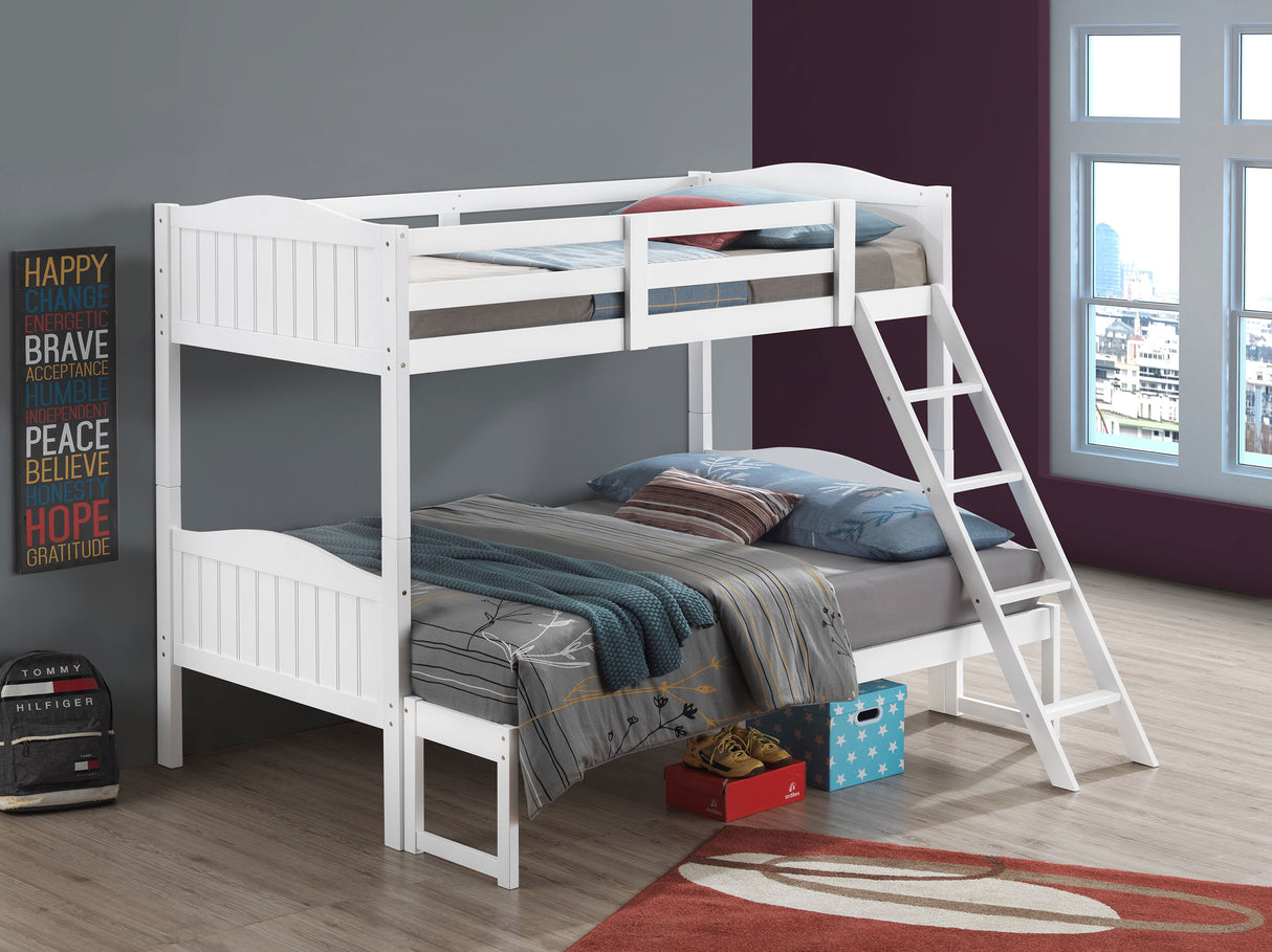 Twin / Full Bunk Bed - Arlo Twin Over Full Bunk Bed with Ladder White