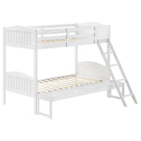 Arlo Twin Over Full Bunk Bed with Ladder White | Coaster - 405054WHT - Home Elegance USA - 1