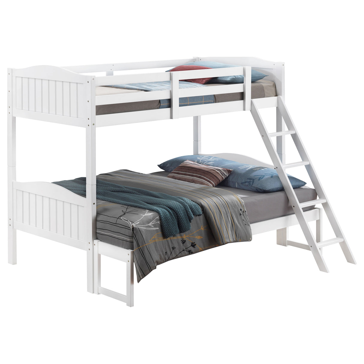 Twin / Full Bunk Bed - Arlo Twin Over Full Bunk Bed with Ladder White