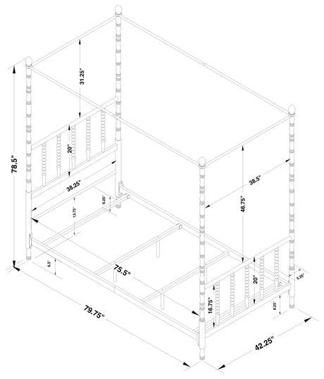 Twin Canopy Bed - Betony Twin Canopy Bed White