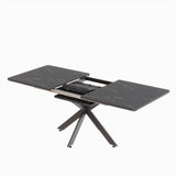 Modern Extendable Dining Table Set with Curved Backrest Chairs, MDF & Metal, Black White, Seats 4-8