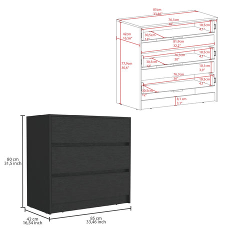 Beloit 3 Piece Bedroom Set, Nightstand + Dresser+ Armoire, Black - sold by Home Elegance USA