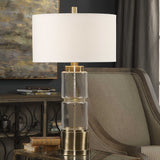Vaiga Glass Column Lamp - Gold / Beige by Uttermost - View 2