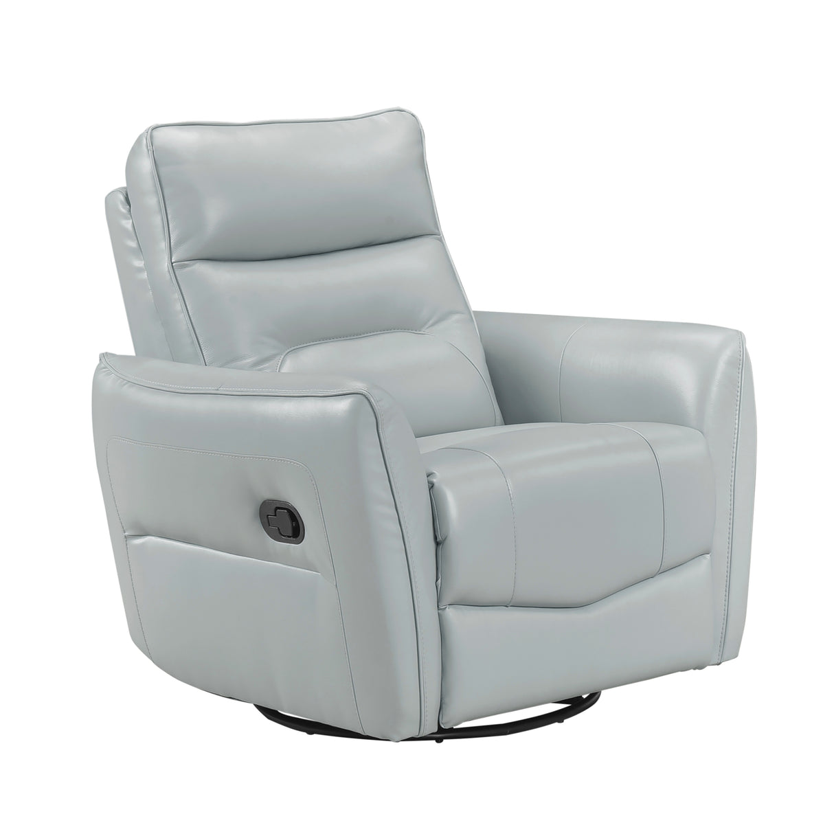 1pc Recliner Chair with Swivel Motion Luxurious Comfort Leather Upholstered Solid Wood Living Room Furniture, Aqua
