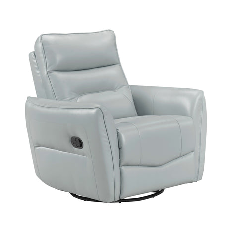 1pc Recliner Chair with Swivel Motion Luxurious Comfort Leather Upholstered Solid Wood Living Room Furniture, Aqua