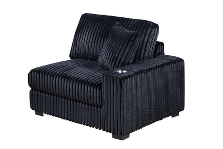 Contemporary Style 6-PC Modular Sectional Sofa Set USB Cup Holder Black Finish Corduroy Living Room Furniture Couch - sold by Home Elegance USA