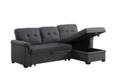 Lucca Dark Gray Linen Reversible Sleeper Sectional Sofa with Storage Chaise - Home Elegance USA