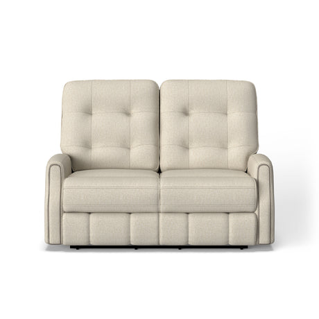 Devon Transitional Fabric Reclining Loveseat With Nailhead Trim | Flexsteel