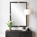 Larkin Dark Wood & Brass Mirror - Dark Brown by Uttermost - View 2
