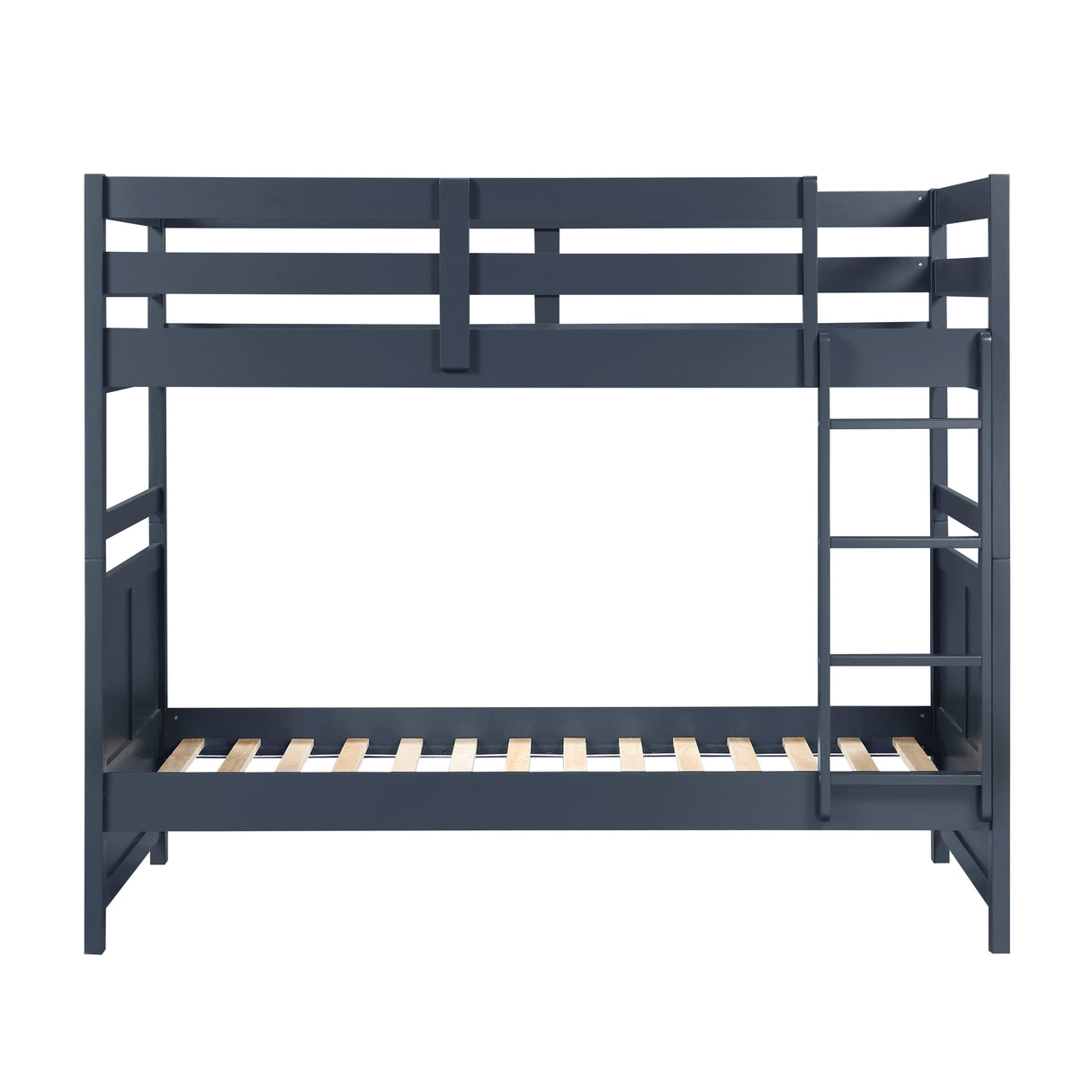 Bunk Bed Twin Over Twin Navy Blue Finish Sturdy Wood Frame Guard Rails Youth Bedroom Furniture 1pc - sold by Home Elegance USA