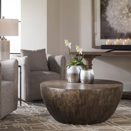 Lark Round Wood Coffee Table - Dark Brown by Uttermost - View 2