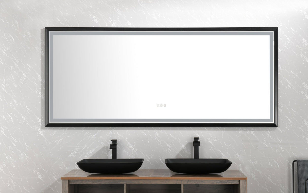 88 in. W x 38 in. H Super Bright Led Bathroom Mirror with Lights, Metal Frame Mirror Wall Mounted Lighted Vanity Mirrors for Wall, Anti Fog Dimmable Led Mirror for Makeup, Horizontal/Verti - W127290279 - image - 9