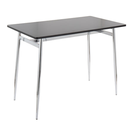 Marcel-Mason Swivel Contemporary Counter Height Dining Set in Chrome Metal with Black Wood Tabletop and Stainless Steel, Walnut Wood with White Faux Leather by LumiSource - 5 Piece - sold by Home Elegance USA