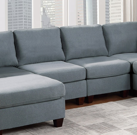 Modern Grey U-Shaped Modular Sectional Sofa Set 6-Piece Sofa Set for Contemporary Living Rooms - sold by Home Elegance USA
