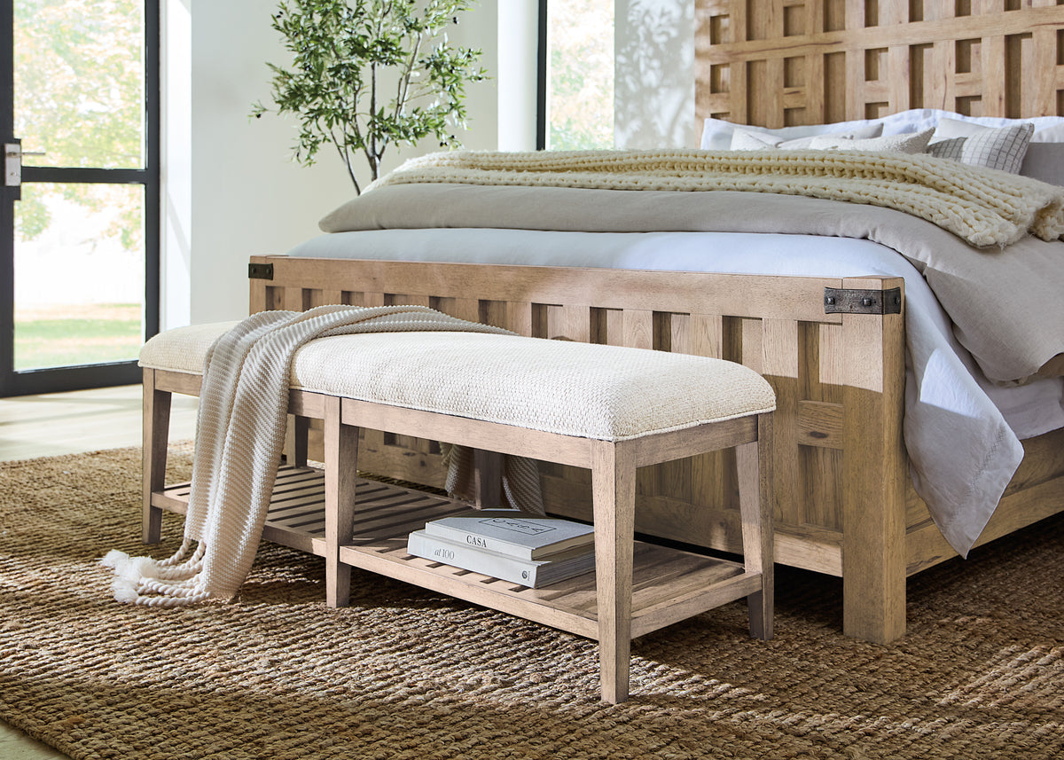 Vineyard Row Bed Bench Beige - Light Brown / White by Hooker Furniture - View 2