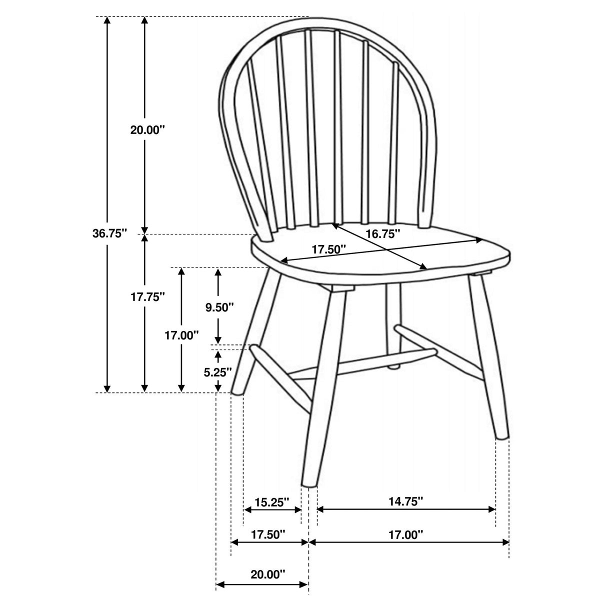 Side Chair - Cinder Windsor Side Chairs Natural Brown and White (Set of 4)