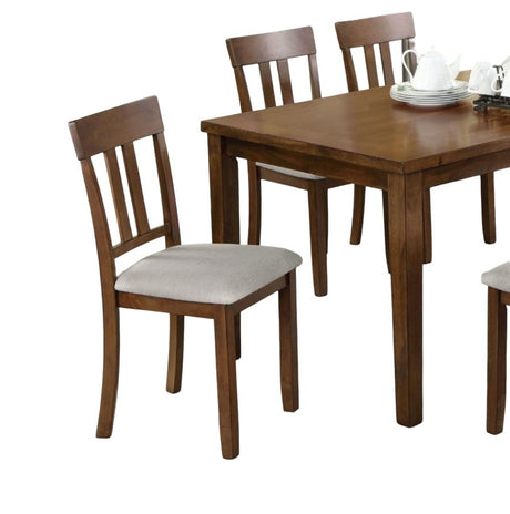 Transitional Style 7pc Dining Table Set 1x Rectangle Table 6x Chairs Padded Seat Cushion Walnut And Beige Finish - sold by Home Elegance USA