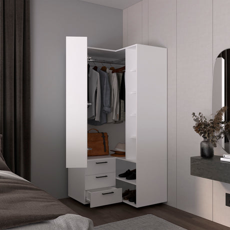 Armoire 70.9' H, 1 Door, 3 Drawers, 7 Shelves, 10 Legs, White - Bedroom - sold by Home Elegance USA
