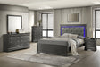 Blaze Upholstered Modern Style 5 Pc King Bedroom Set with LED Headboard Made with Wood in Metallic Gray(CA WAREHOUSE) - sold by Home Elegance USA