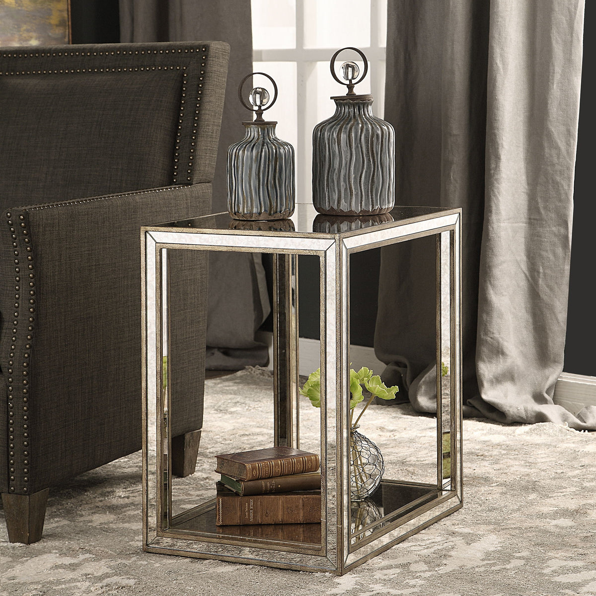 Julie Mirrored End Table - Silver by Uttermost - View 2