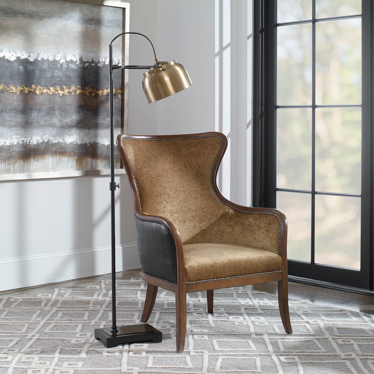Bessemer Industrial Floor Lamp - Light Brown / Black by Uttermost - View 2