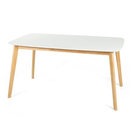5-Piece Dining Set, 1 Table + 4 Chairs, Rubberwood Frame, Ergonomic Chairs & Faux Wood Table, Beige+Natural+White Oak - sold by Home Elegance USA