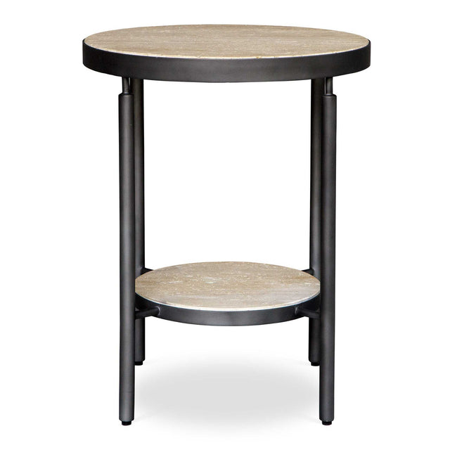 Dauntless Side Table Travertine - Black / Beige by Uttermost - View 1