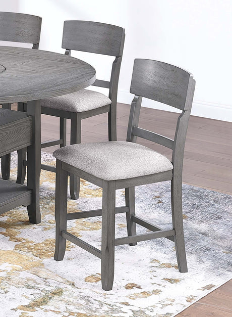 Contemporary 7pc Counter Height Dining Set Gray Table w Lazy Susan Built-in Leaf 6x High Chairs Kitchen Dining Room Storage Space Furniture - sold by Home Elegance USA