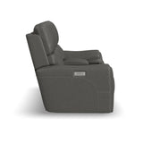 Carter Power Reclining Loveseat With Console & Power Headrests & Lumbar - Smoke | Flexsteel