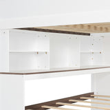 Full Over Full Bunk Bed with Twin Size Trundle and Staircase, Shelves, LED,White - sold by Home Elegance USA