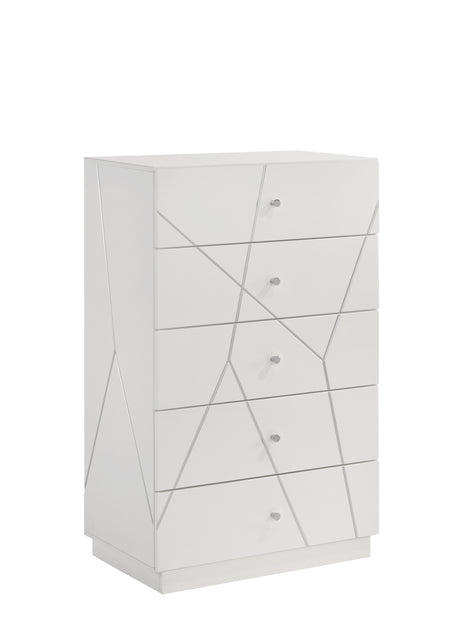 Manhattan Queen 4-Piece Bedroom Set – Modern Design with Lacquer Finish, Geometric Accents, and LED Lighting (CA Inventory) - sold by Home Elegance USA