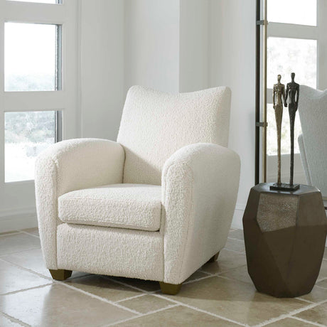 Teddy Shearling Accent Chair - White by Uttermost - View 3
