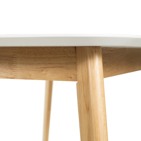 5-Piece Dining Set, 1 Table + 4 Chairs, Rubberwood Frame, Ergonomic Chairs & Faux Wood Table, Beige+Natural+White Oak - sold by Home Elegance USA