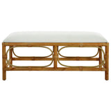 Laguna Fabric Rattan Bench - Light Brown / White by Uttermost - View 1