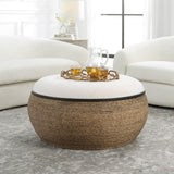Island Straw Storage Ottoman / Coffee Table - Dark Brown / White by Uttermost - View 2