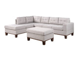 Hilo Light Gray Fabric Reversible Sectional Sofa with Dropdown Armrest, Cupholder, and Storage Ottoman - Home Elegance USA