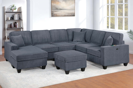 Dark Gray Finish  LAF Loveseat With USB Port Modern style 5pc Sectional Set Corner Wedge Armless Chair Cocktail Ottoman RAF Loveseat With Storage Primary Living Room - sold by Home Elegance USA