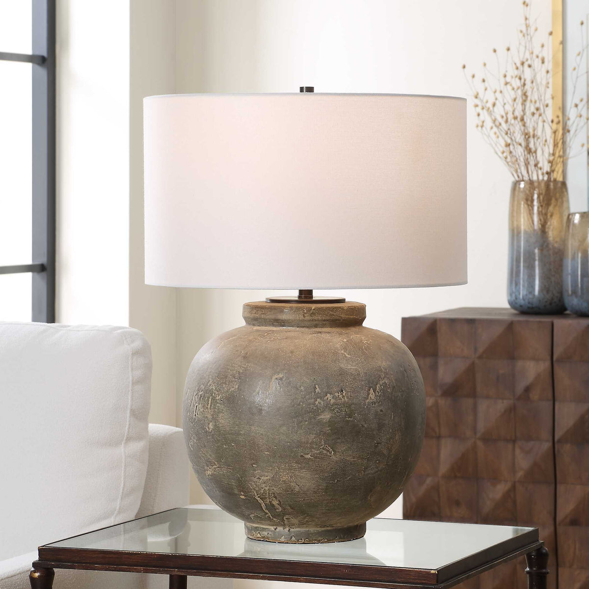 Rock Of Ages Table Lamp Rust Brown - Dark Gray by Uttermost - View 2