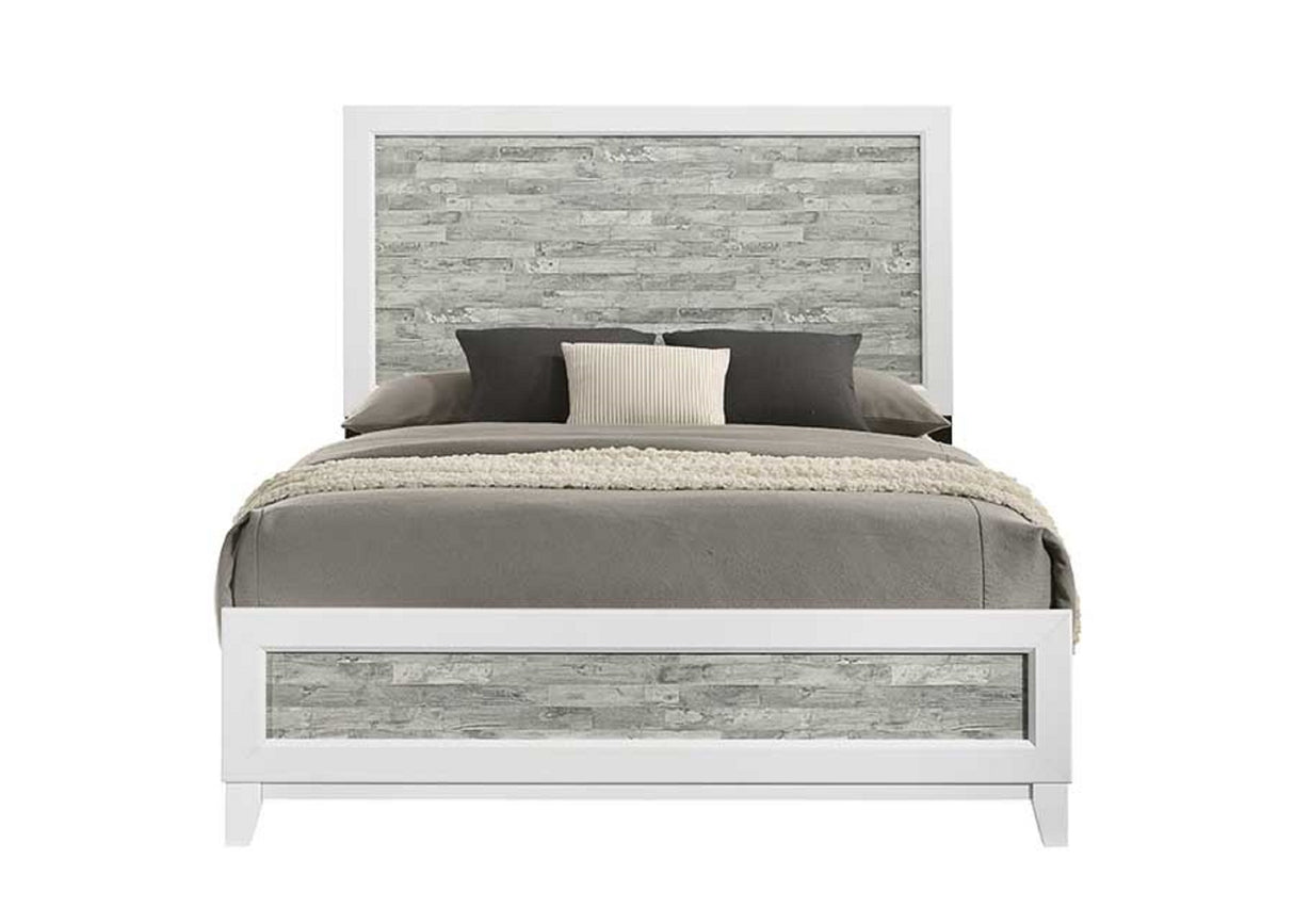 Modern/Contemporary Style Queen Panel Bed 1pc Gray & White Finish Wooden Bedroom Furniture Headboard Footboard
