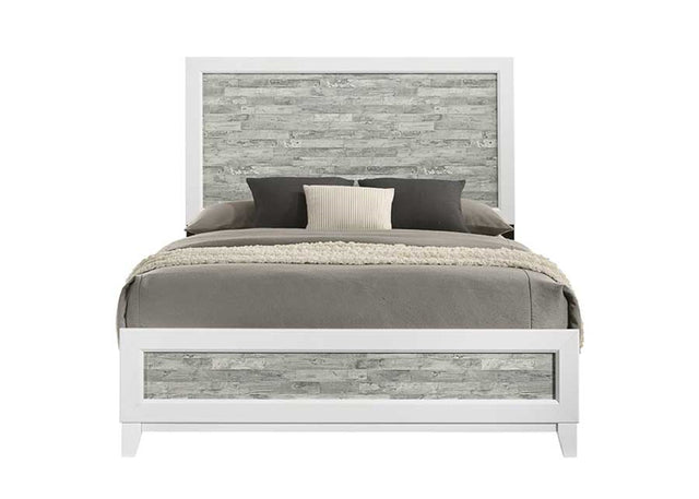 Modern/Contemporary Style Queen Panel Bed 1pc Gray & White Finish Wooden Bedroom Furniture Headboard Footboard