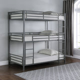 Twin / Twin / Twin Triple Bunk Bed - Maynard Metal Triple Twin Bunk Bed Gunmetal