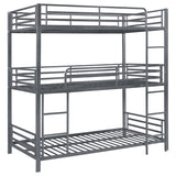 Twin / Twin / Twin Triple Bunk Bed - Maynard Metal Triple Twin Bunk Bed Gunmetal