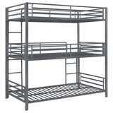 Twin / Twin / Twin Triple Bunk Bed - Maynard Metal Triple Twin Bunk Bed Gunmetal