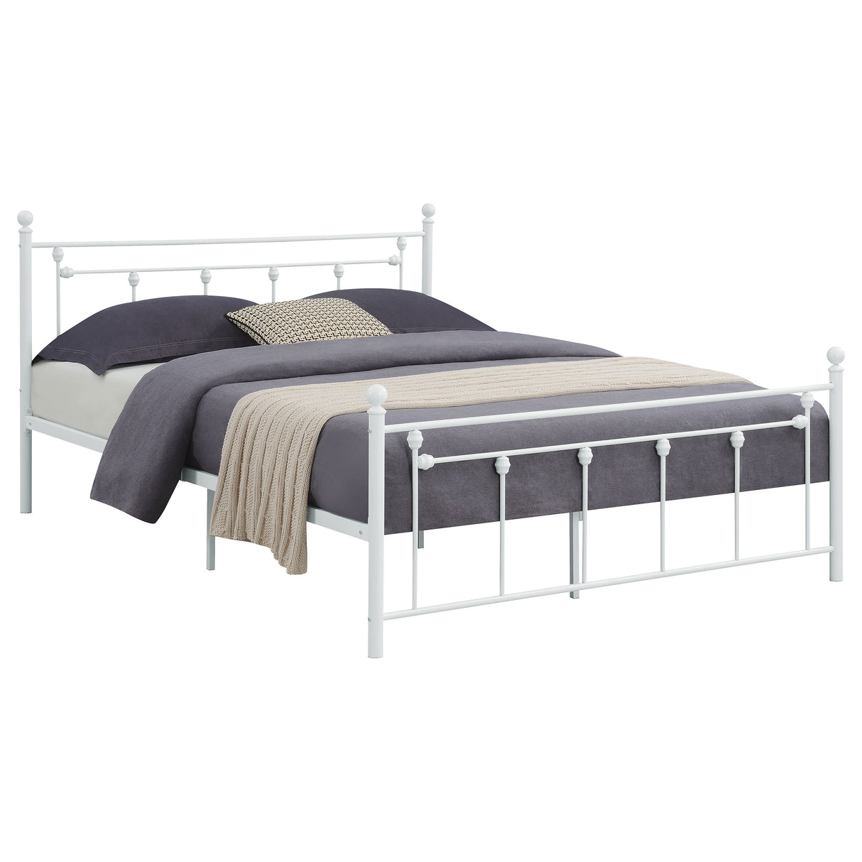 Queen Bed - Canon Metal Queen Open Frame Bed White