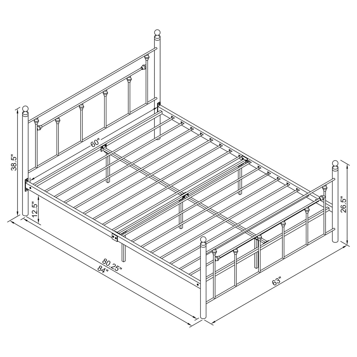 Canon Metal Queen Open Frame Bed White | Coaster - 422736Q - Home Elegance USA - 5