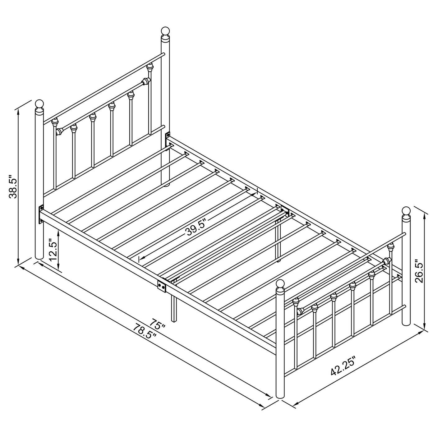 Twin Bed - Canon Metal Twin Open Frame Bed White