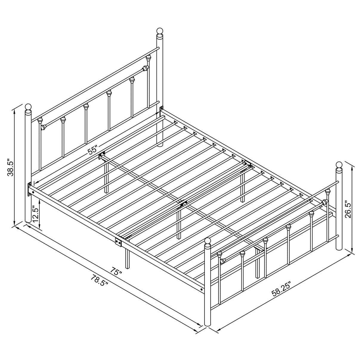 Canon Metal Full Open Frame Bed Gunmetal | Coaster - 422740F - Home Elegance USA - 5