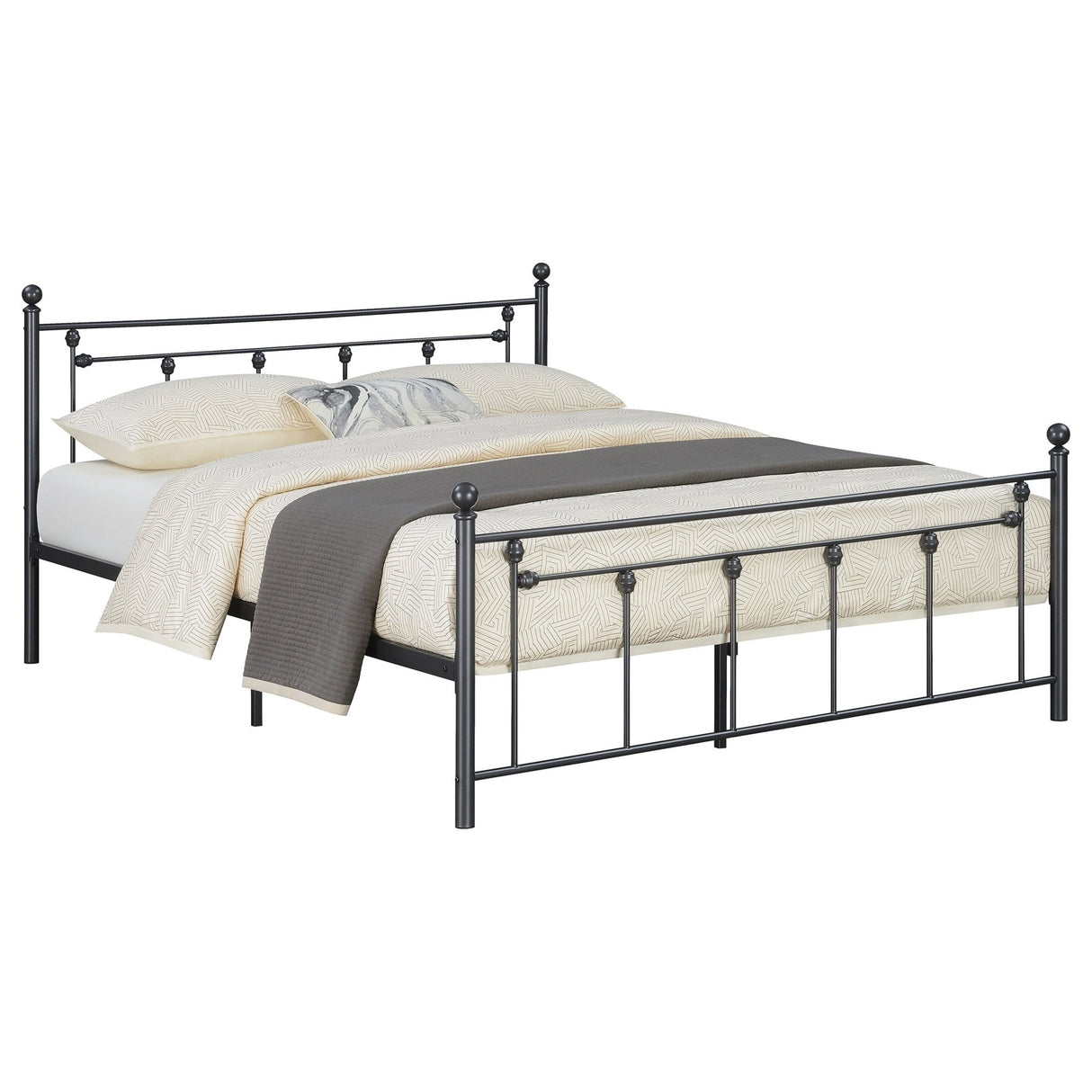 Canon Metal Queen Open Frame Bed Gunmetal | Coaster - 422740Q - Home Elegance USA - 3